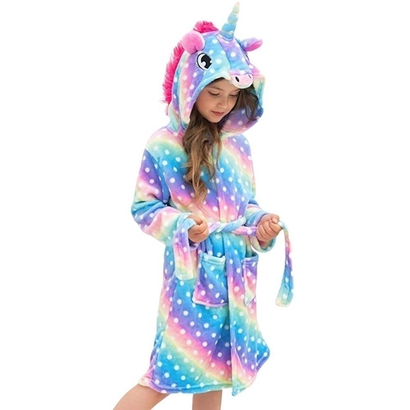 Robe Girls Unicorn Tie Waist Hooded Fits Girls 10-11 Height 60-63” - Picture 6 of 9